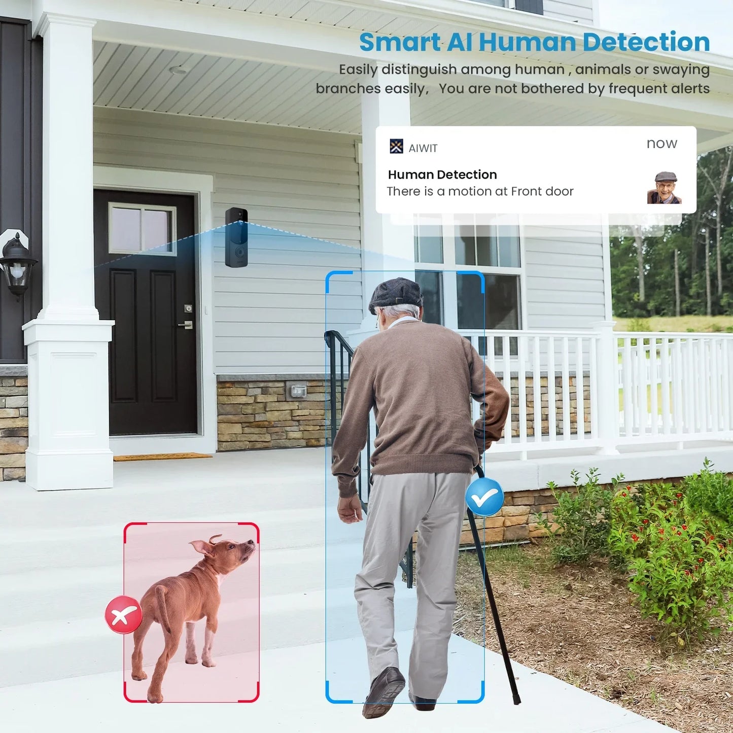 Wireless Doorbell Camera with Chime, Smart Video Doorbell Security Camera with ,Black
