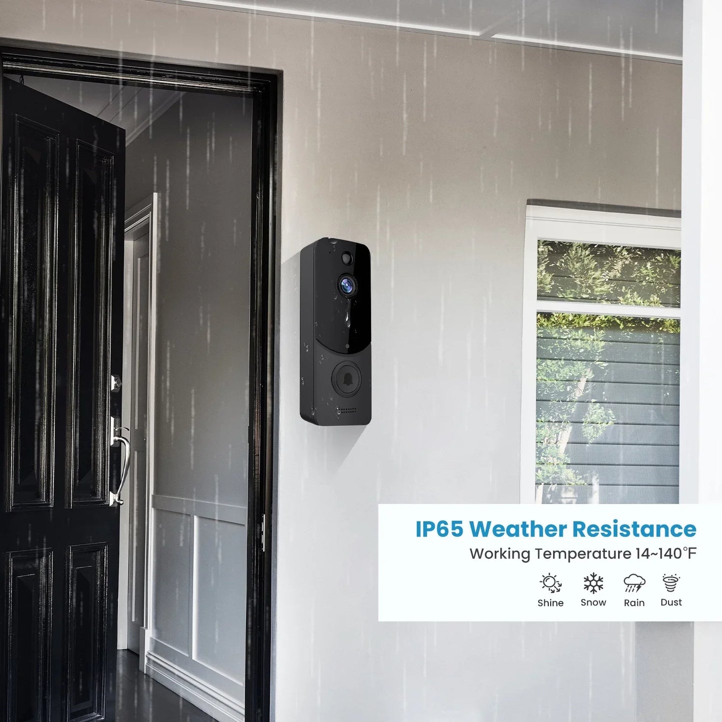 Wireless Doorbell Camera with Chime, Smart Video Doorbell Security Camera with ,Black