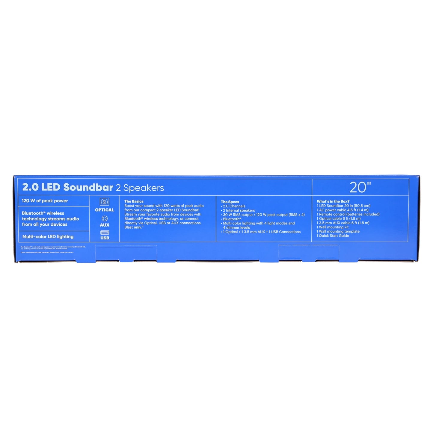 NEW - 2.0 LED Soundbar with 2 Speakers, 20"