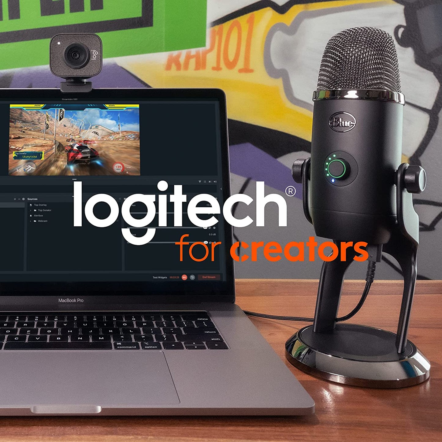 Logitech for Creators Yeti USB Microphone for Gaming, Streaming, Podcasting, Twitch, Youtube, Discord, Recording for PC and Mac, 4 Polar Patterns, Studio Quality Sound, Plug & Play-Midnight