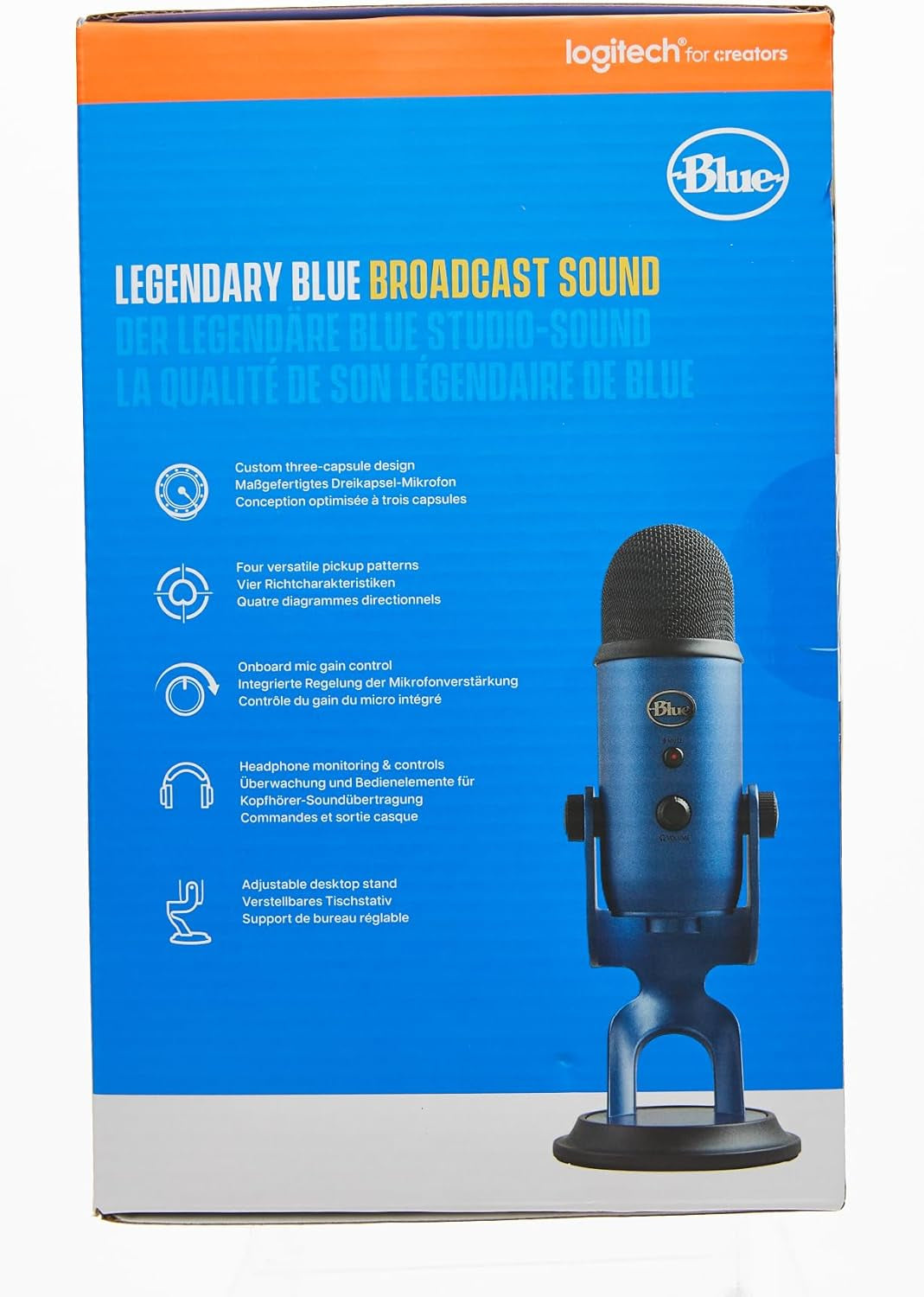 Logitech for Creators Yeti USB Microphone for Gaming, Streaming, Podcasting, Twitch, Youtube, Discord, Recording for PC and Mac, 4 Polar Patterns, Studio Quality Sound, Plug & Play-Midnight