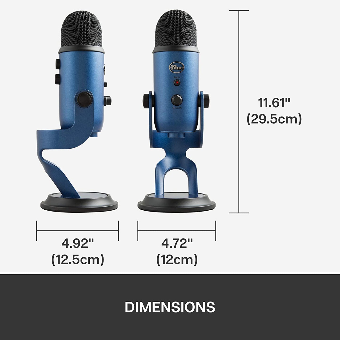 Logitech for Creators Yeti USB Microphone for Gaming, Streaming, Podcasting, Twitch, Youtube, Discord, Recording for PC and Mac, 4 Polar Patterns, Studio Quality Sound, Plug & Play-Midnight
