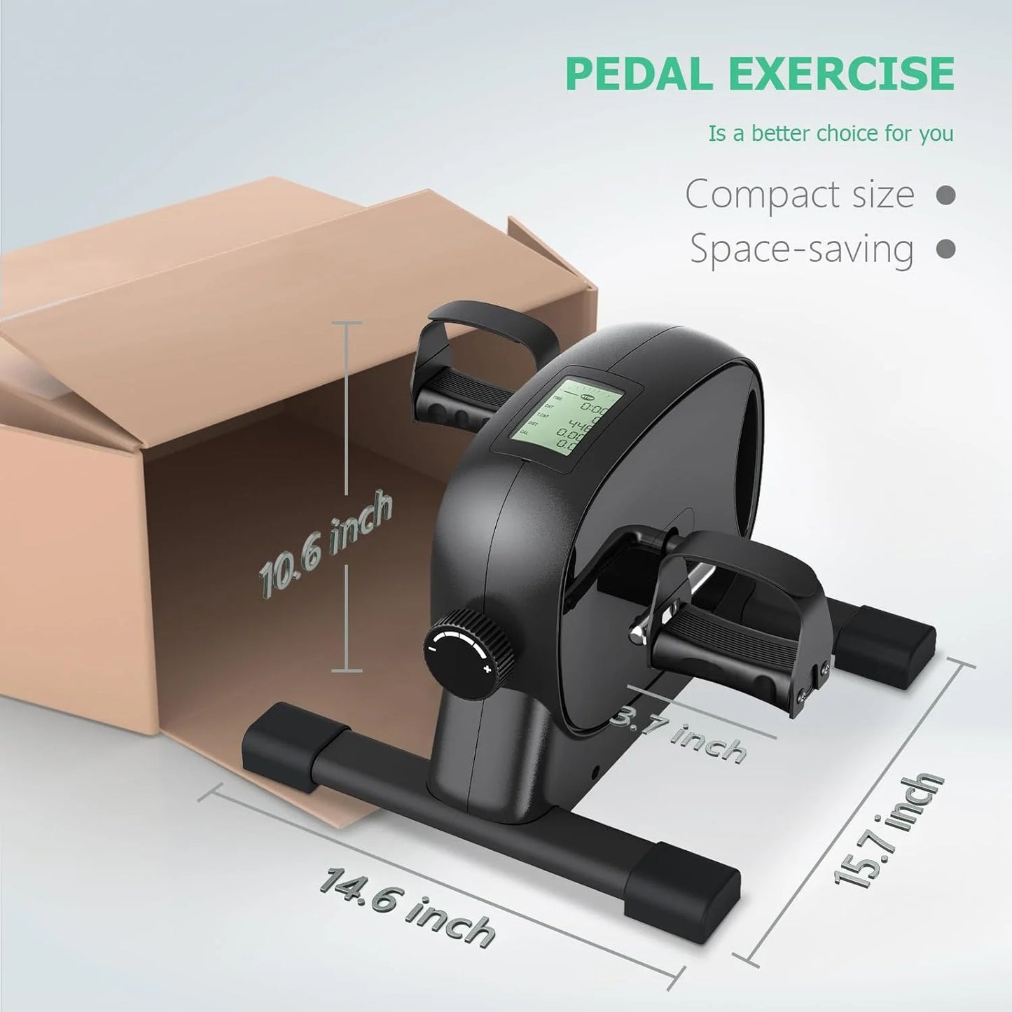 Mini Exercise Bike, under Desk Bike Pedal Exerciser Portable Foot Cycle Arm & Leg Peddler Machine with LCD Screen Displays