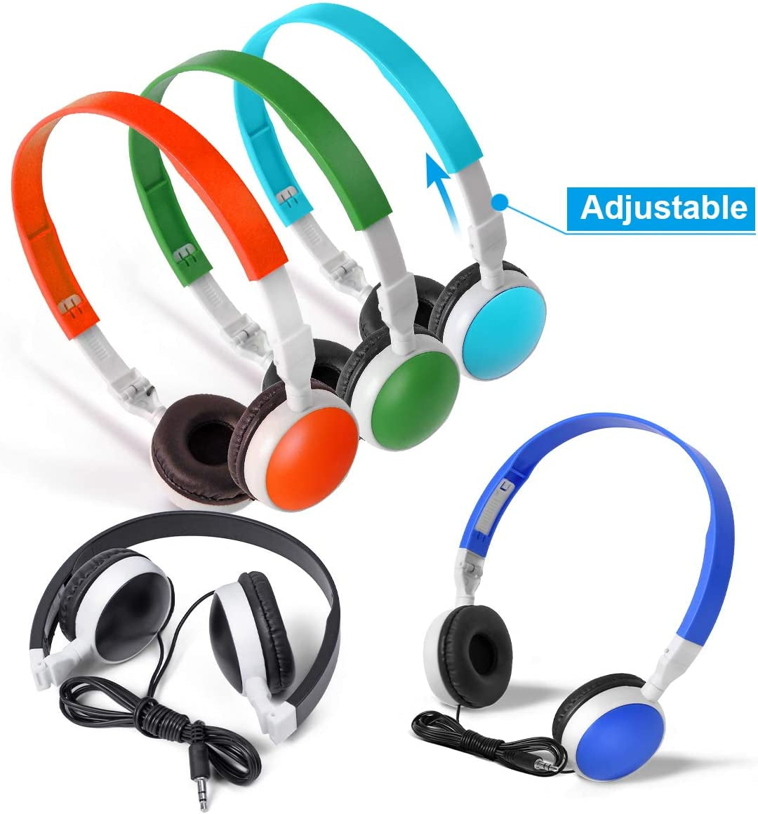 Bulk Headphones for Classroom 10 Pack Wholesale Students Headsets KW-N10 Mixed Color Durable Children Headphones Earbuds for Kids for School