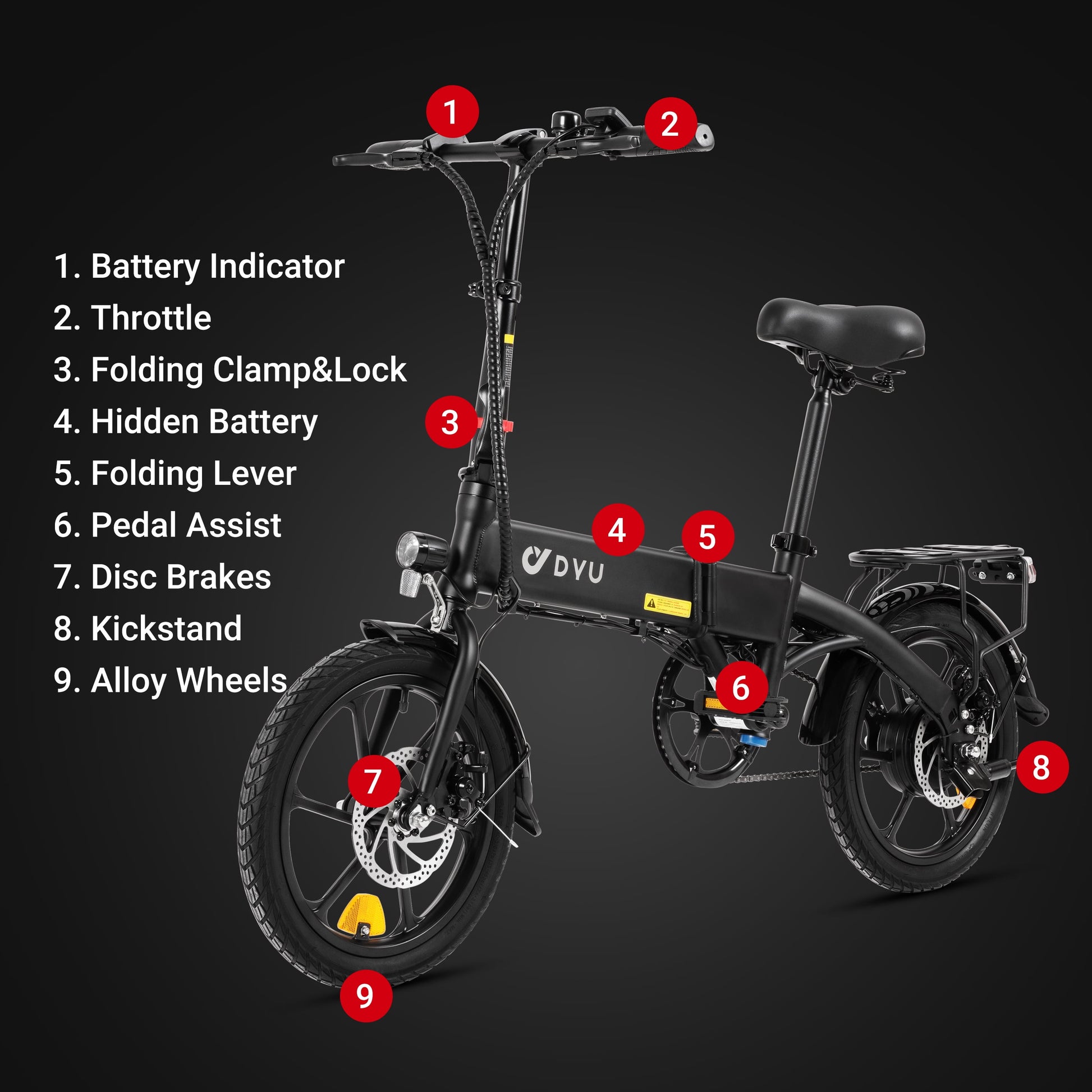 16" Commuter Electric Bike for Adults, 250W 36V 7.8AH Li-Ion Battery, Cruiser City Cargo E Bike