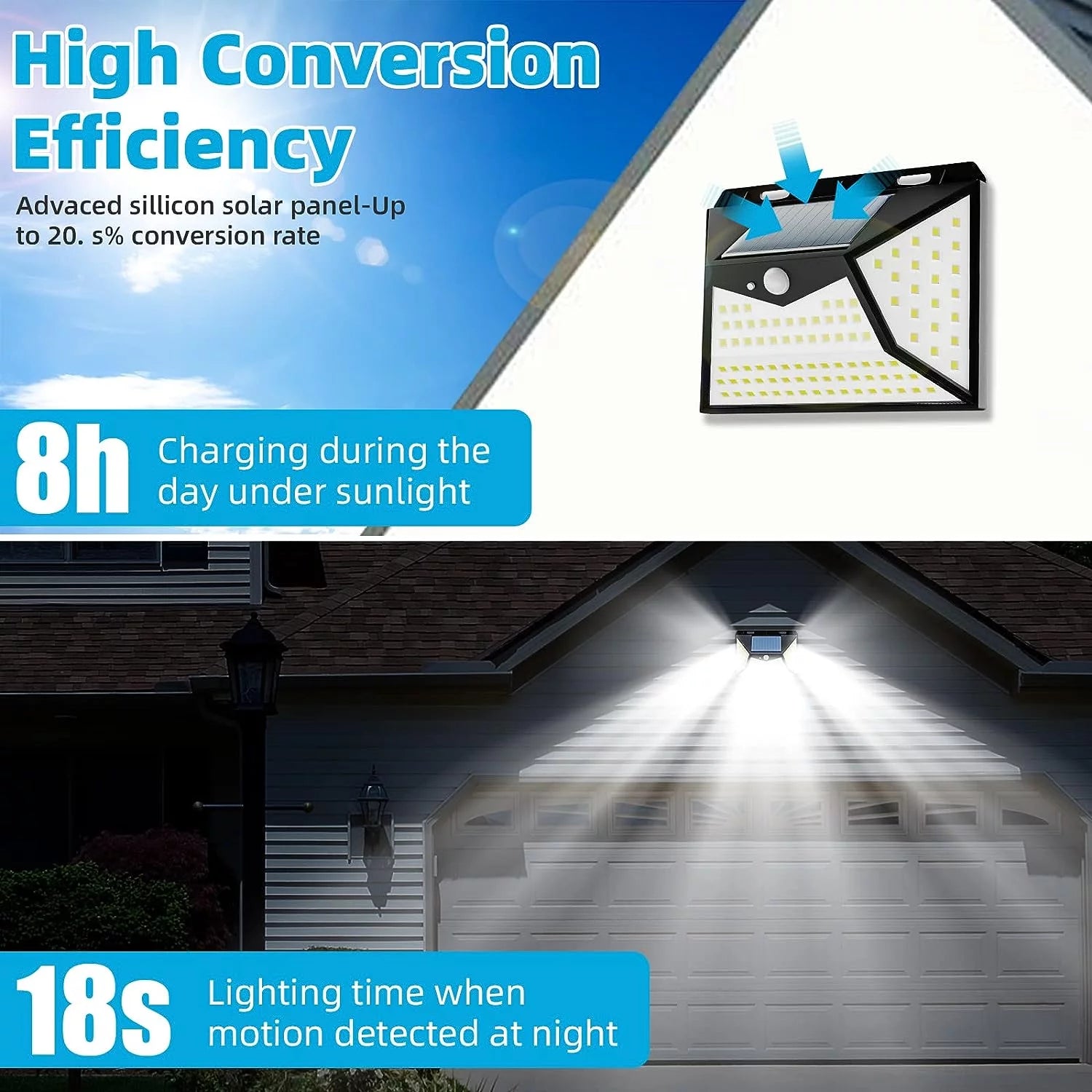 Solar Outdoor Lights, [118 LED/6 Packs] Motion Sensor Security Lights with 3 Lighting Modes Wireless Solar Wall Lights Waterproof for Garden Fence Yard Deck Garage