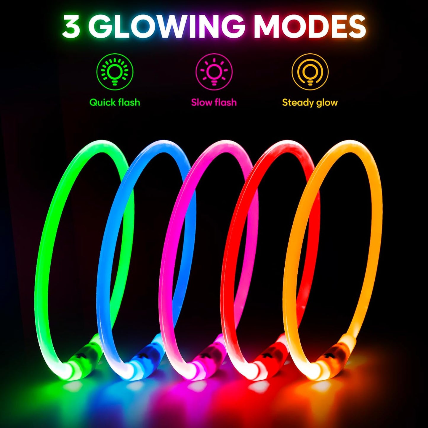 Glow in the Dark Pet Collar - Waterproof Dog Light up Dog Collar, TPU Cuttable Glow Led Dog Collar for Small Medium Large Dogs (Pink)