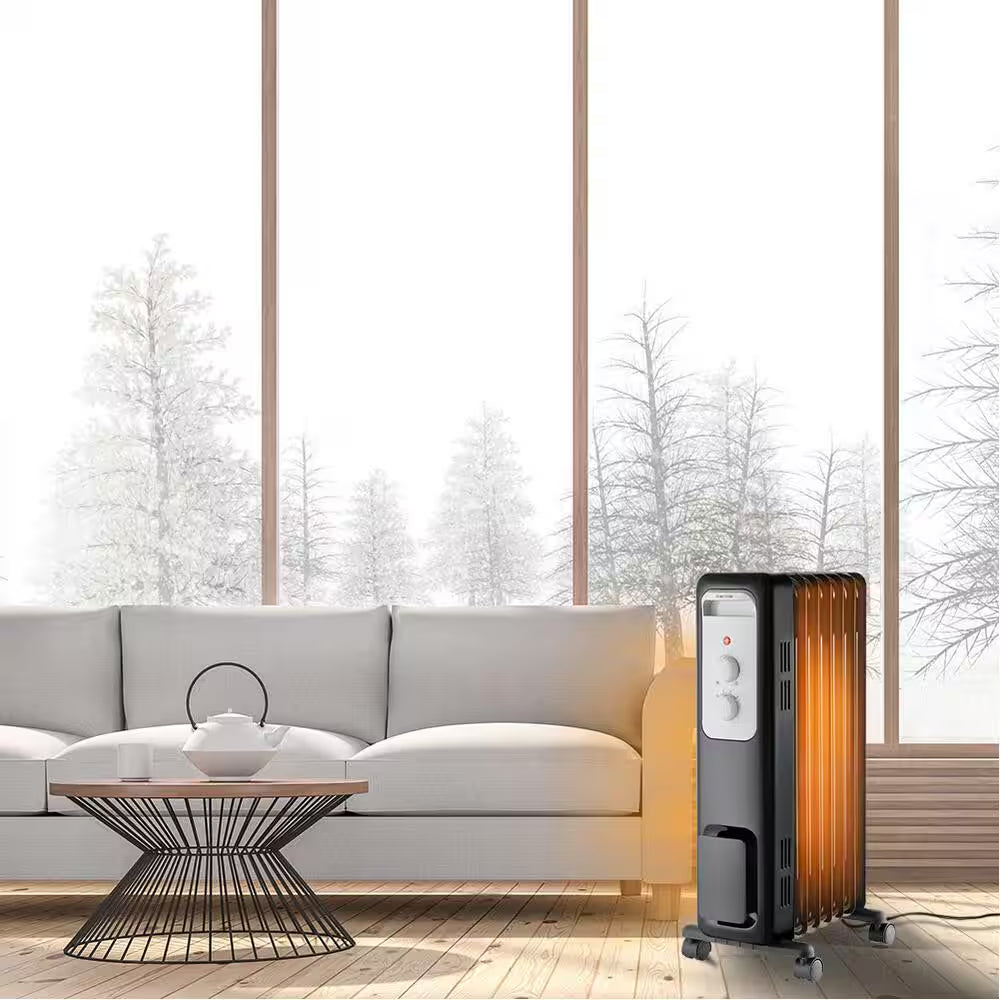 1,500-Watt Oil-Filled Radiant Electric Space Heater with Thermostat