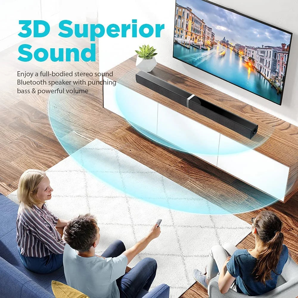 Sound Bars for TV, Bluetooth Soundbar for TV, 50W TV Sound Bar with 4 Drivers and Remote Control, Home Audio TV Speakers Sound Bar with Arc/Optical/Aux Connect