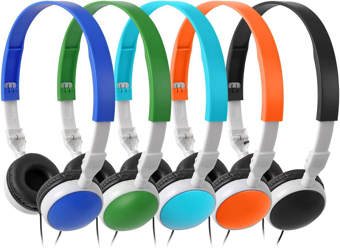 Bulk Headphones for Classroom 10 Pack Wholesale Students Headsets KW-N10 Mixed Color Durable Children Headphones Earbuds for Kids for School