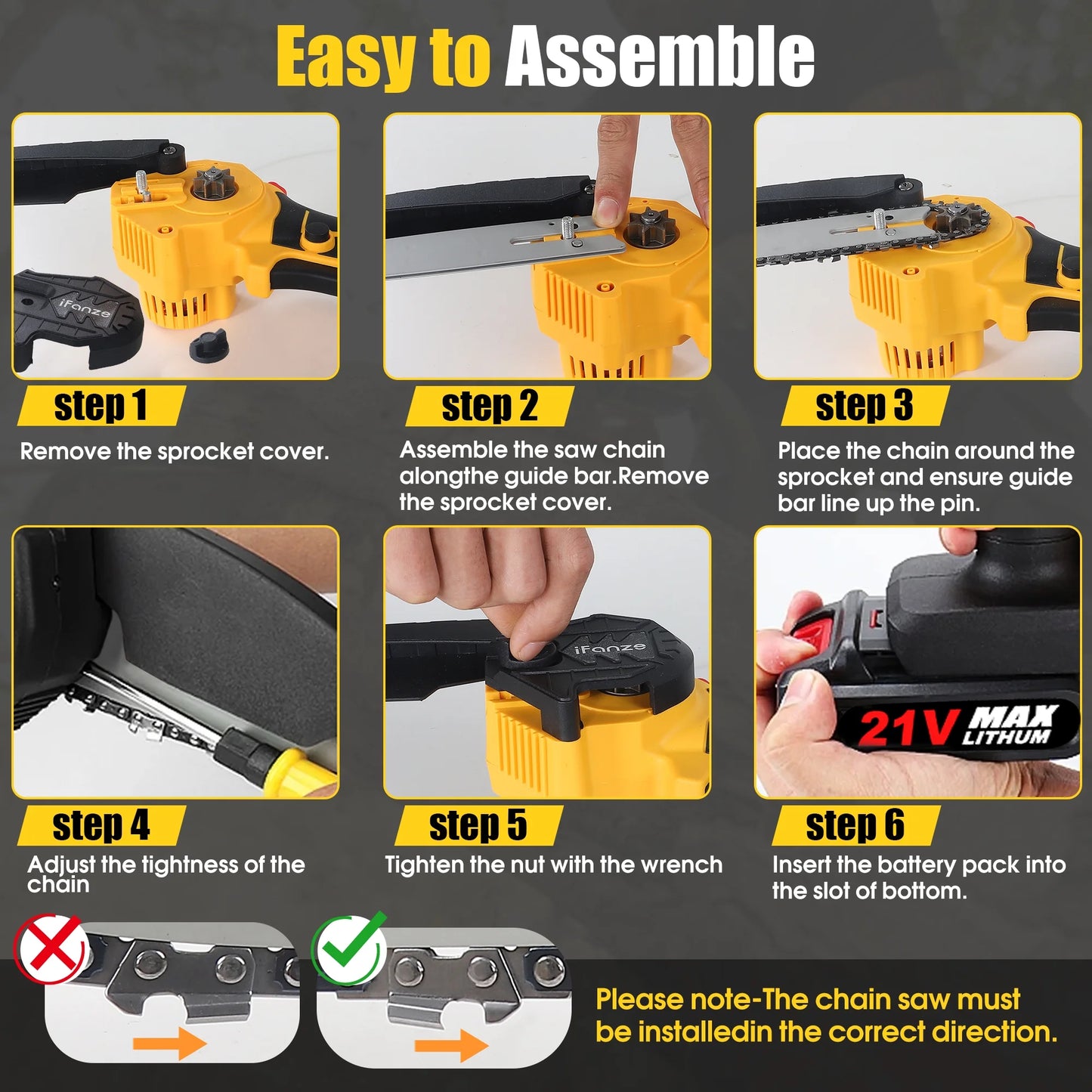 Mini Chainsaw 8-Inch, Cordless Power Chain Saws with 2 Batteries 3 Chains, Handheld Small Chainsaw for Wood Cutting Tree Trimming Pruning