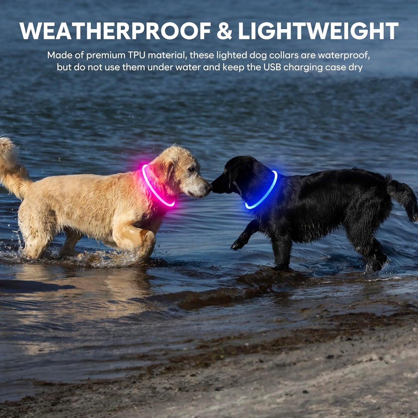 Glow in the Dark Pet Collar - Waterproof Dog Light up Dog Collar, TPU Cuttable Glow Led Dog Collar for Small Medium Large Dogs (Pink)