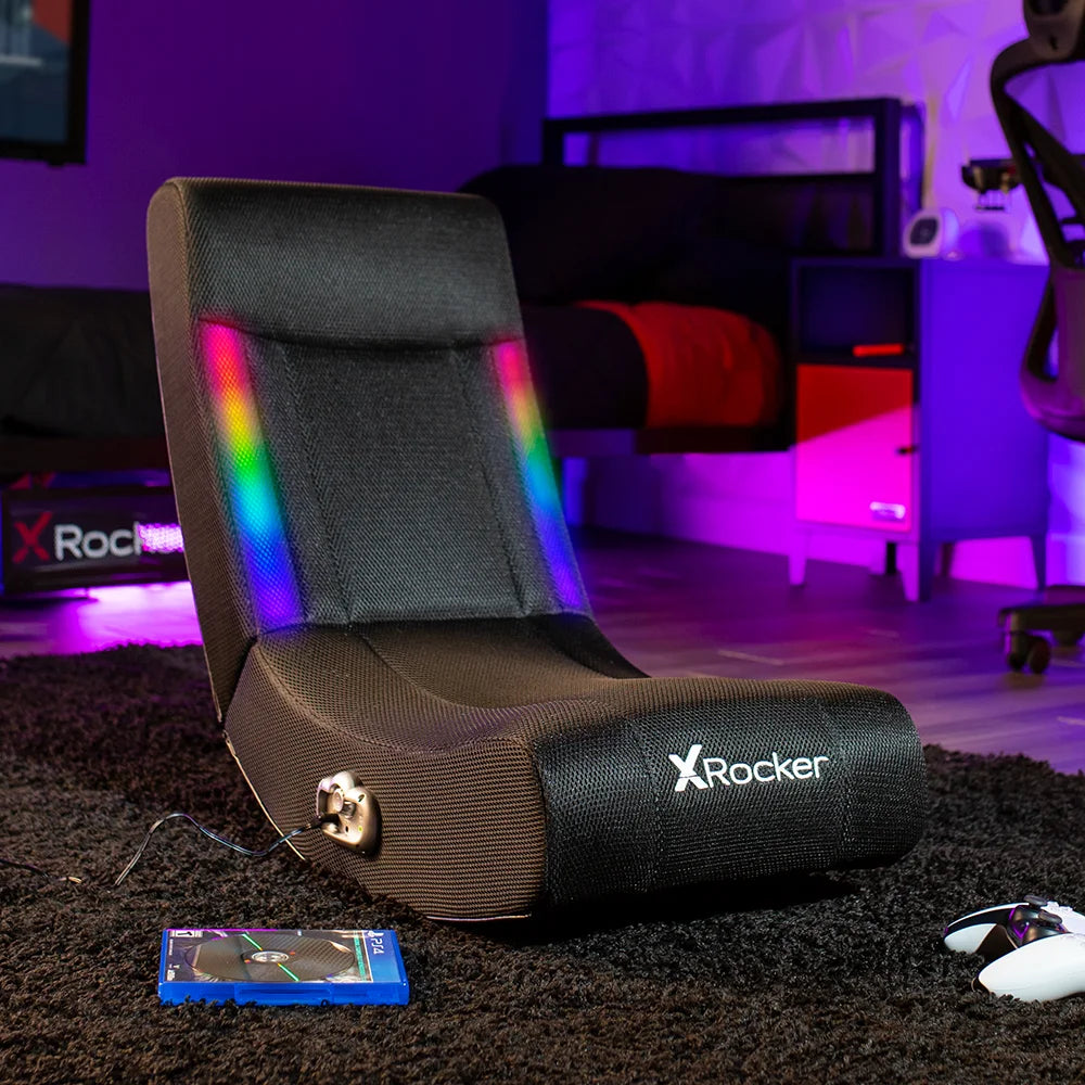 Solo RGB Audio Floor Rocker Gaming Chair, Black Mesh 29.33 in X 14.96 in X 24.21 In