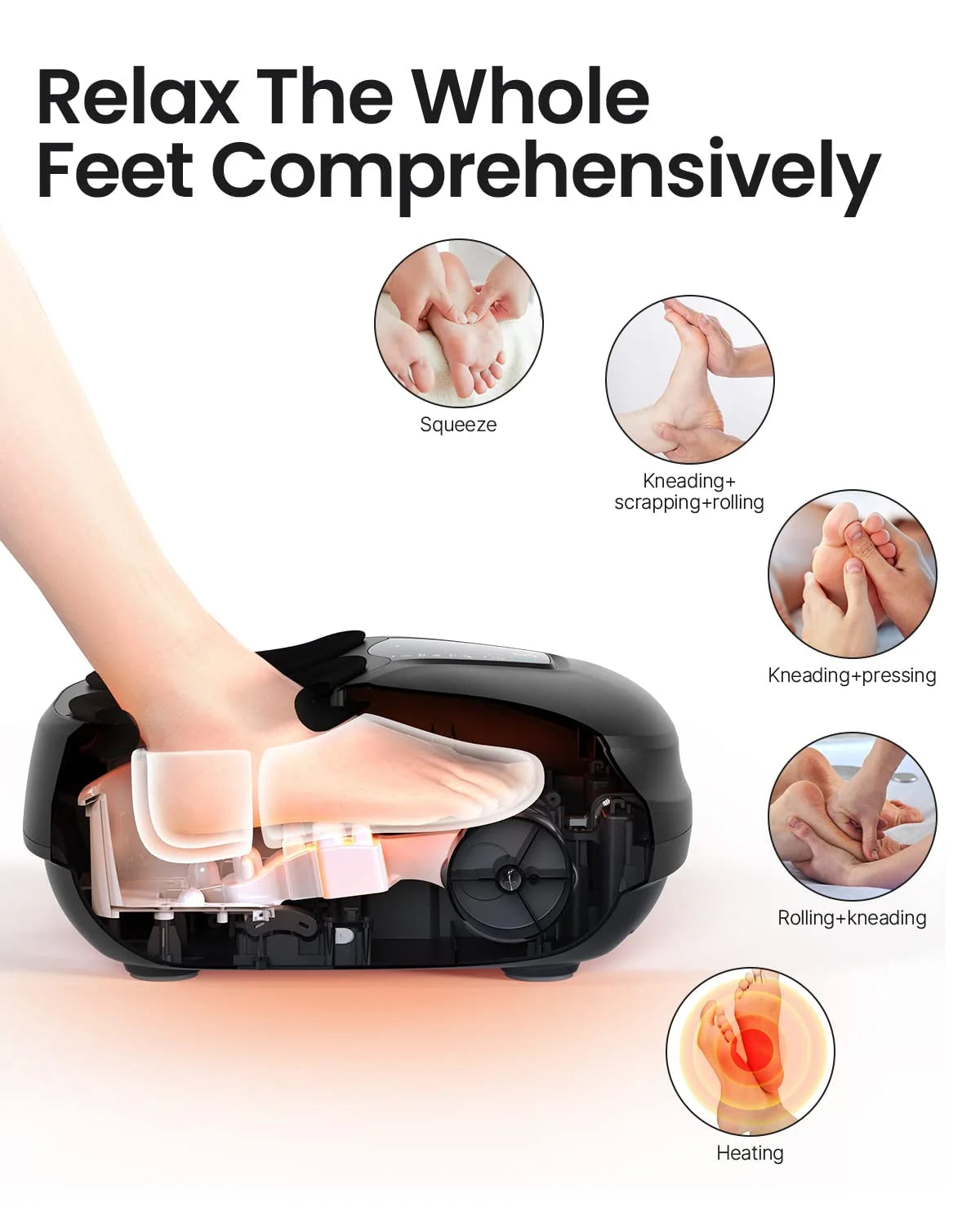 Compact Foot Massager Machine with Remote, Heat Relives Tired Muscles & Plantar Fasciitis,Gift