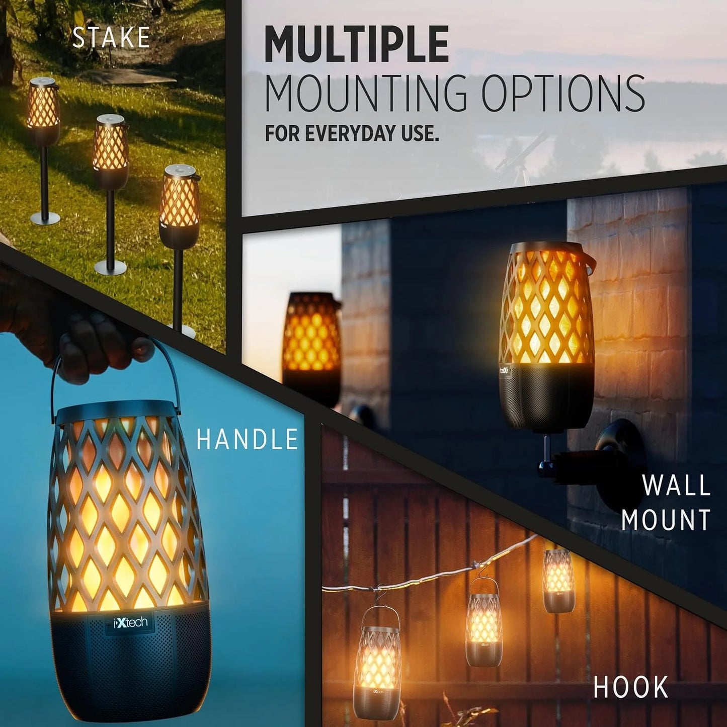 Outdoor Bluetooth Speakers, Waterproof Portable Bluetooth Speaker Wireless with Lights, Outdoor Gifts for Dads Mom, Multi-Sync Wireless Connection, Lantern Speakers Mountable, 2 Pack