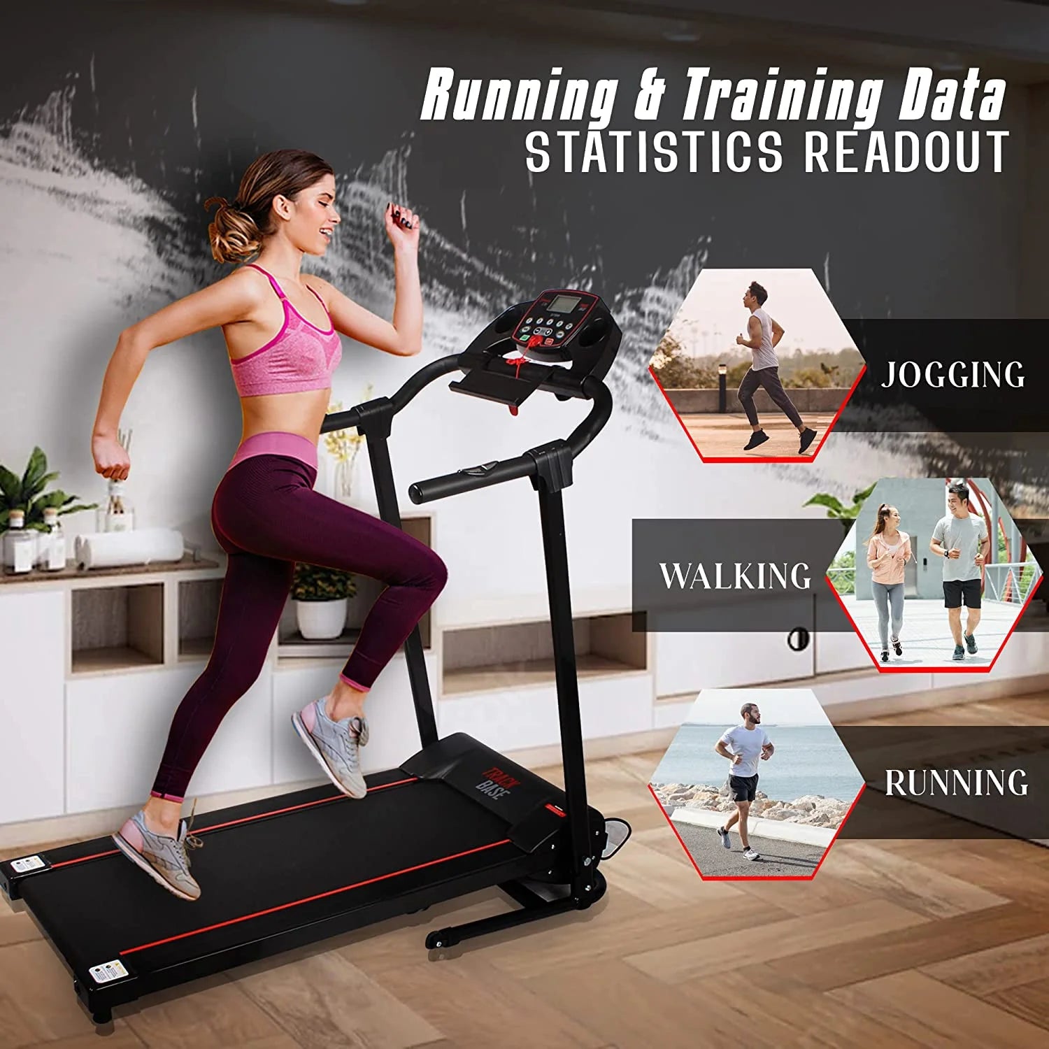 Foldable Treadmill Home Fitness Equipment with LCD for Walking & Running 57.32 Pounds