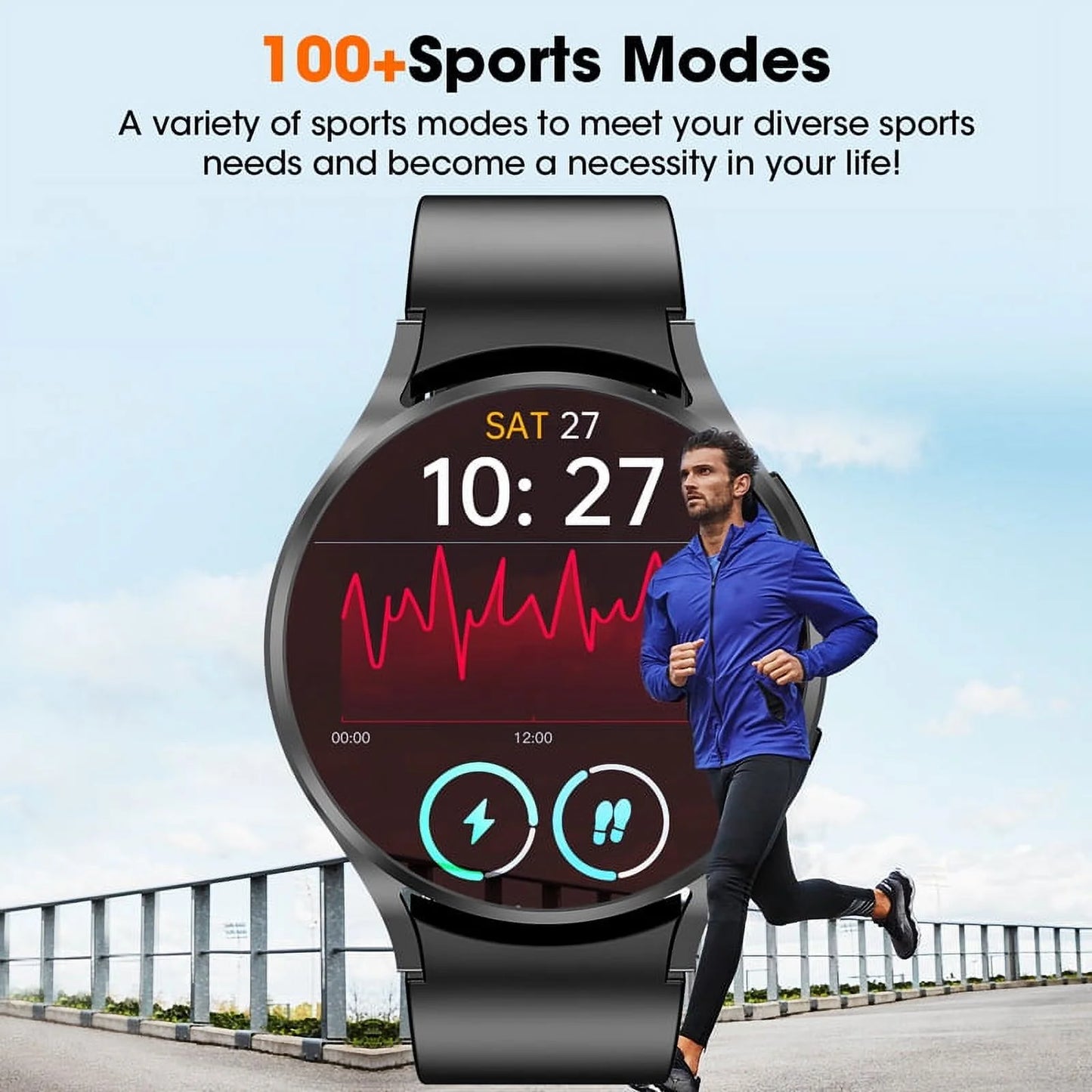 Men'S Smartwatch, Answering and Making Phone Calls, 1.39-Inch Fitness Tracker with Multiple Exercise Modes, Waterproof Sports Watch Suitable for Android Ios Phones (Black)