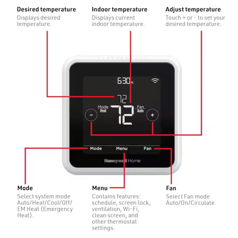 Black/White Smart Thermostat with Wi-Fi Compatibility