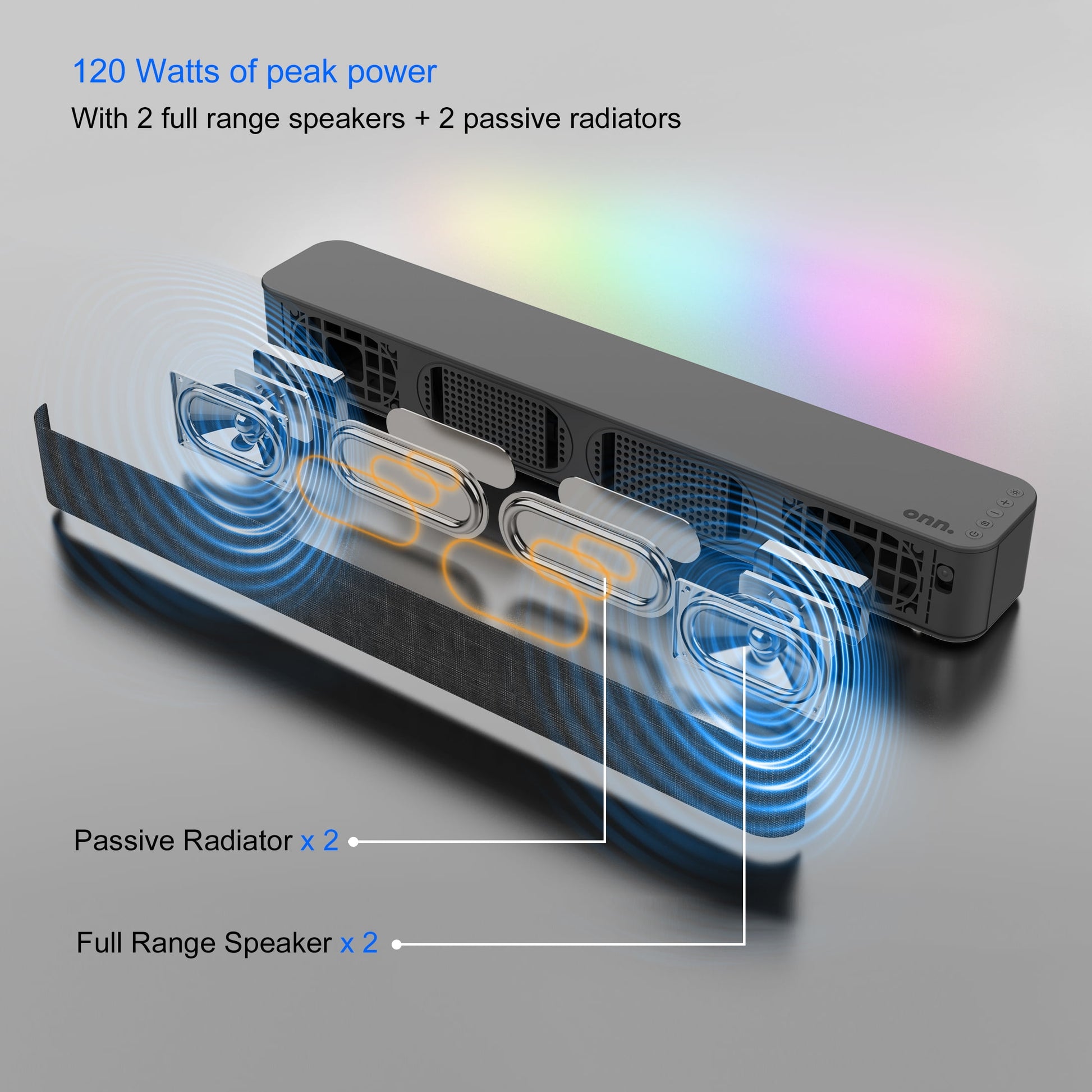 NEW -  2.0 LED Soundbar with 2 Speakers, 20"