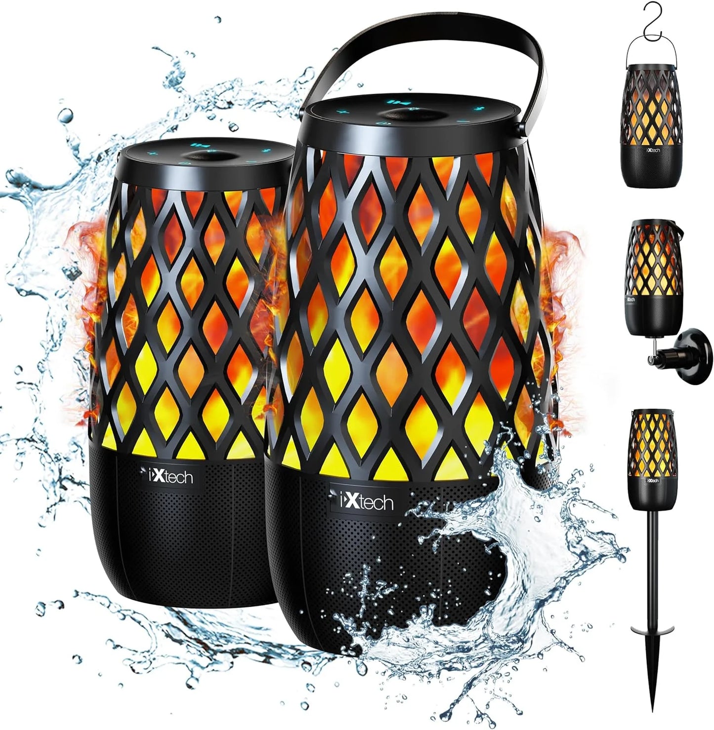 Outdoor Bluetooth Speakers, Waterproof Portable Bluetooth Speaker Wireless with Lights, Outdoor Gifts for Dads Mom, Multi-Sync Wireless Connection, Lantern Speakers Mountable, 2 Pack