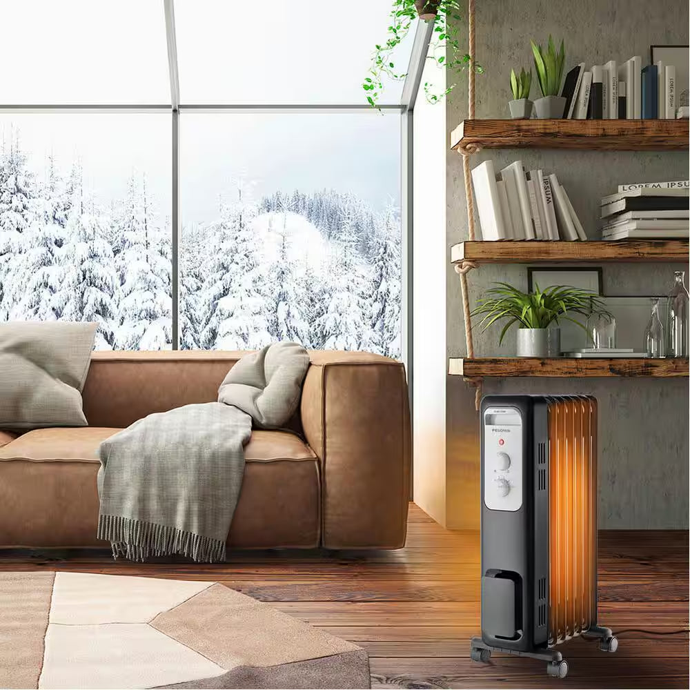 1,500-Watt Oil-Filled Radiant Electric Space Heater with Thermostat