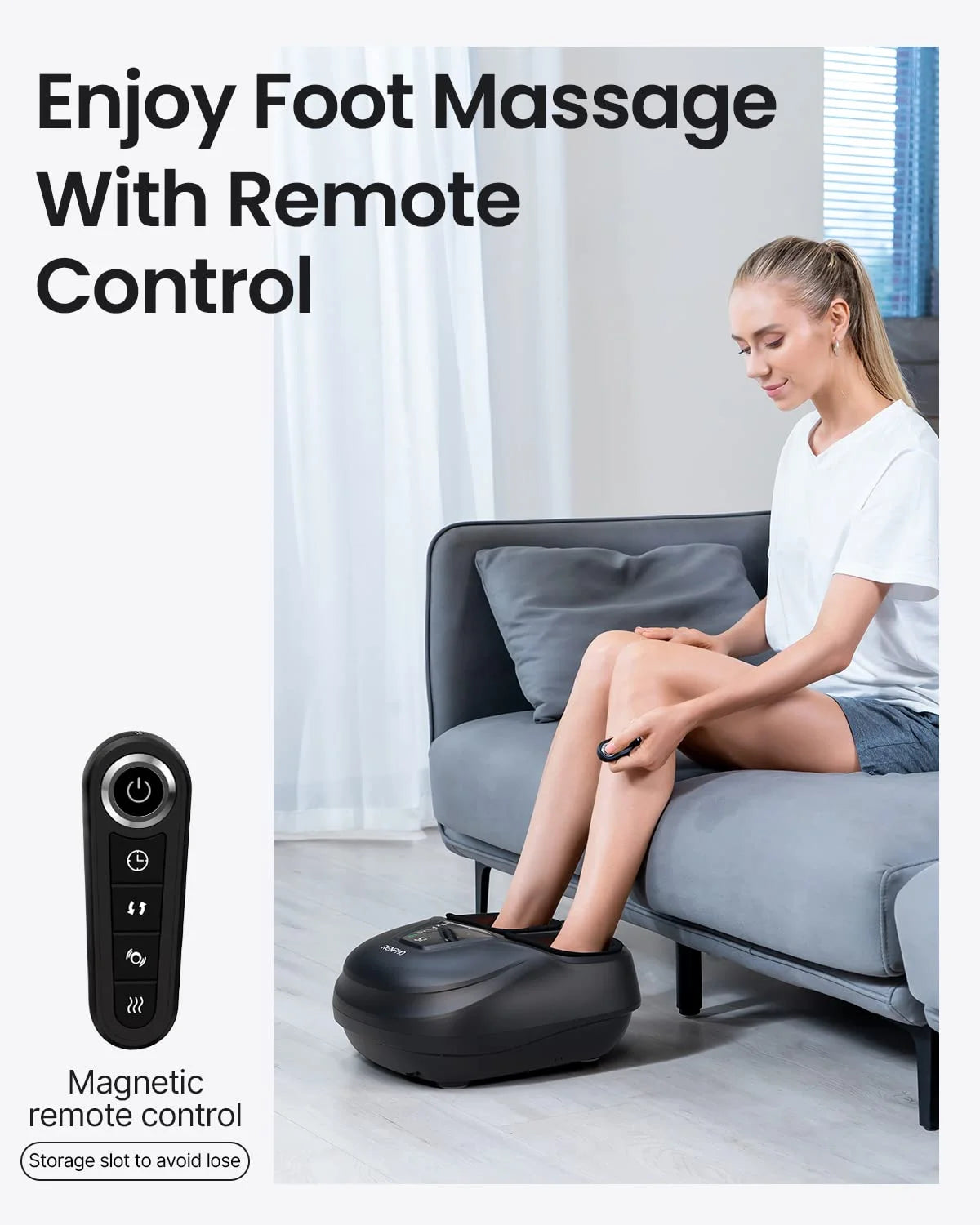 Compact Foot Massager Machine with Remote, Heat Relives Tired Muscles & Plantar Fasciitis,Gift