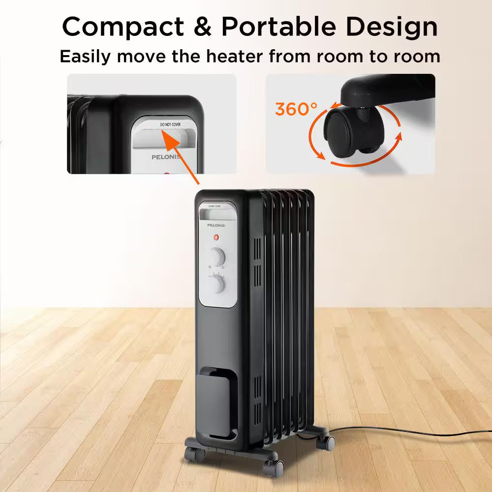 1,500-Watt Oil-Filled Radiant Electric Space Heater with Thermostat