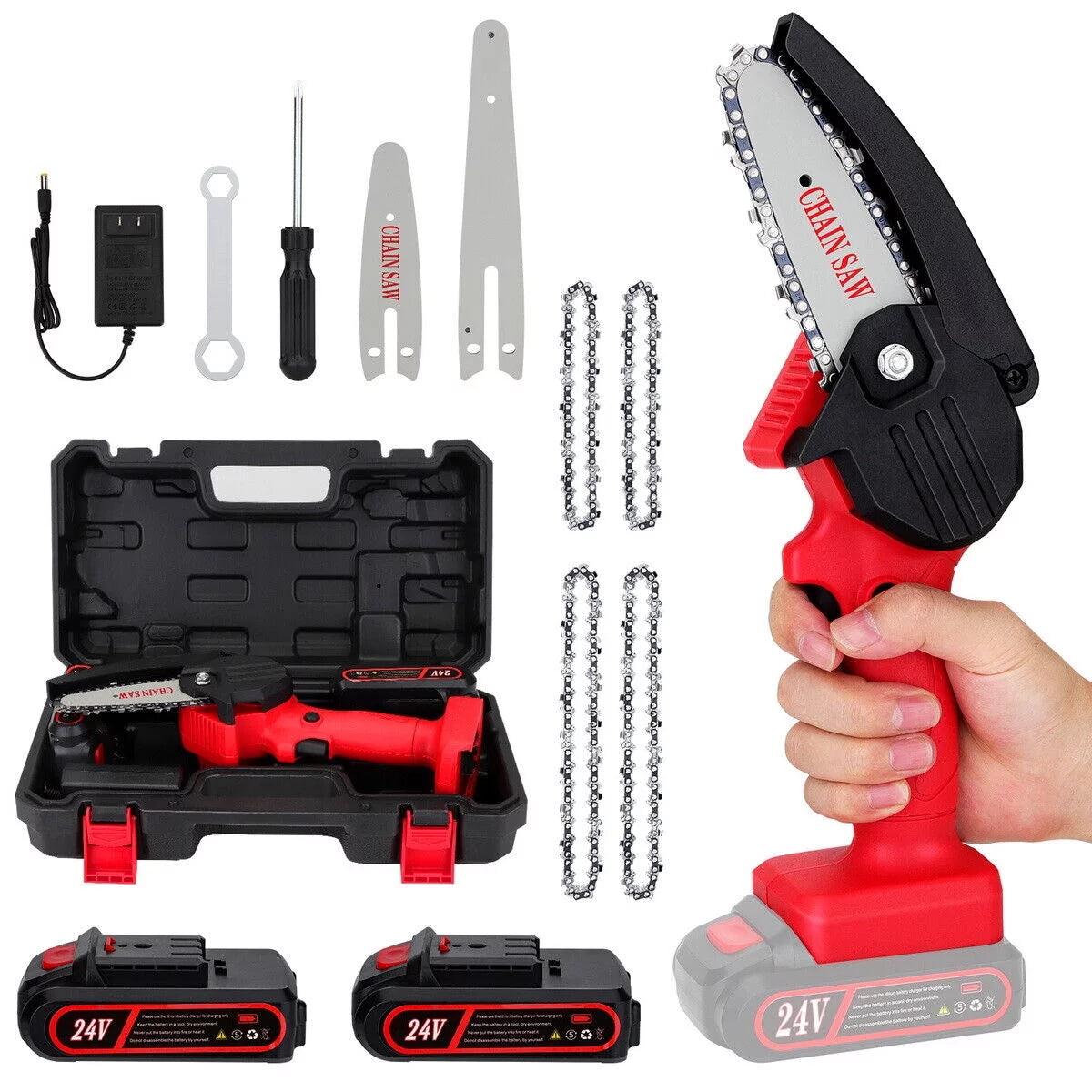 Mini Handheld Chainsaw Cordless Electric Chain Saw 24V 550W Battery Power