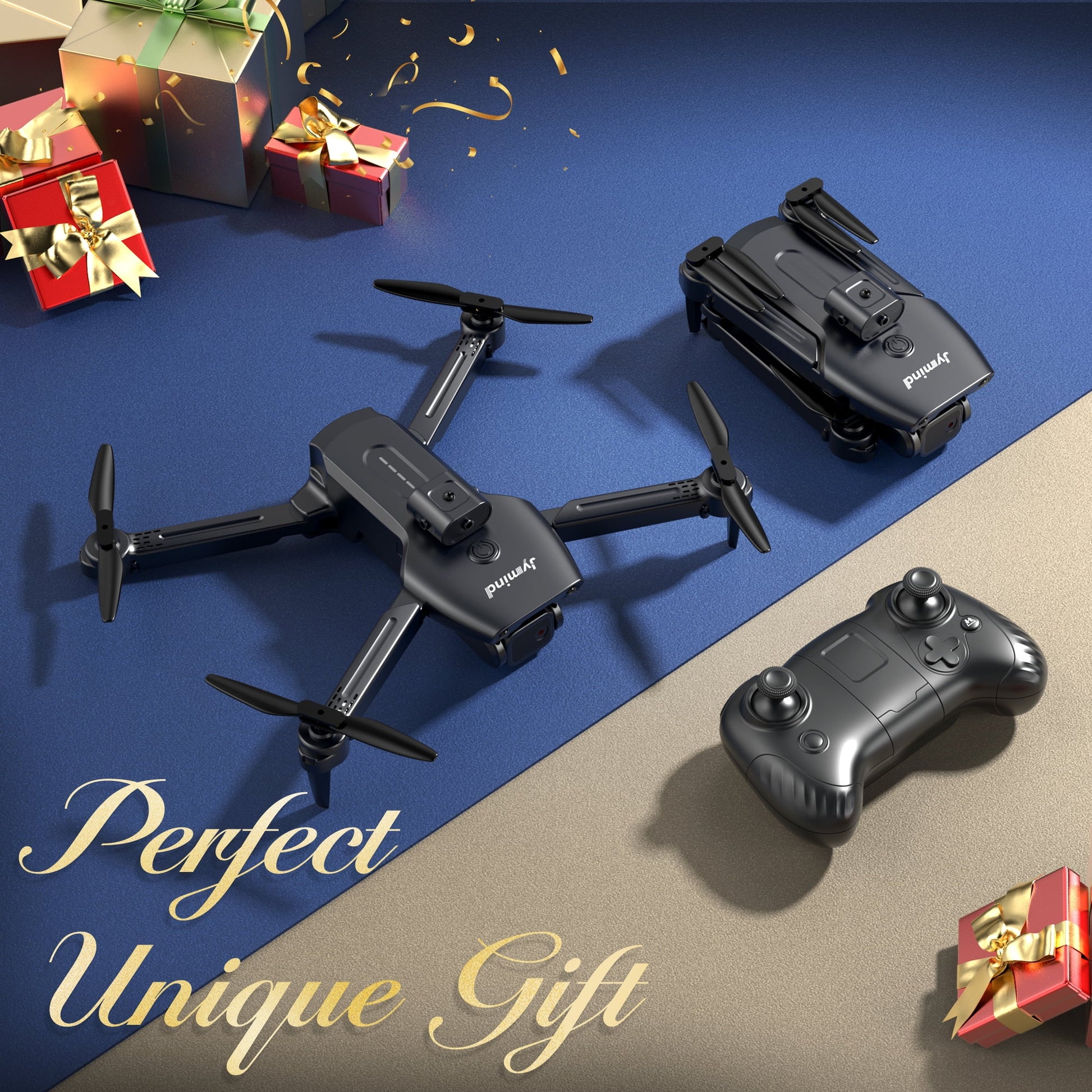 JY08 Drone with 4K HD Camera for Adults and Kids, RC Quadcopter with 3 Sides Obstacle Avoidance, FPV Remote Control, Gift Idea for Kids Indoor Outdoor, 2 Batteries, Black