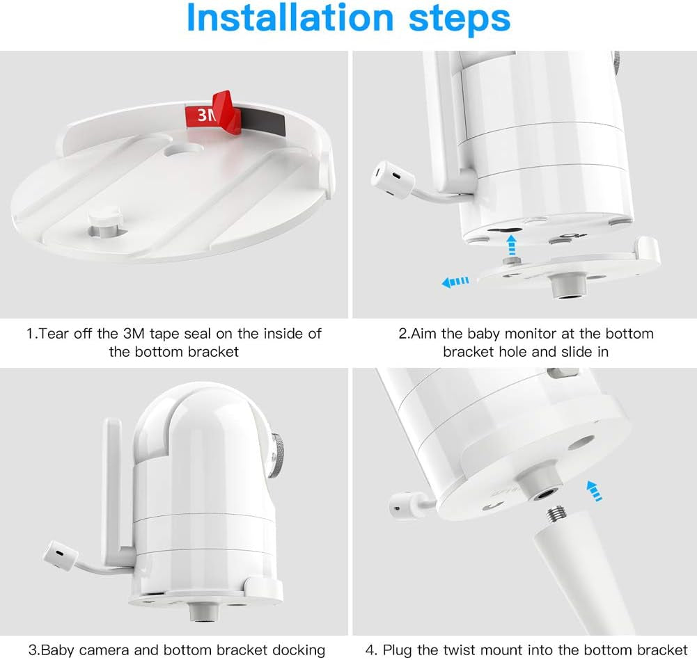 Adjustable Crib Mount for Infant Optics Dxr-8/Pro/Motorola Baby Monitor, Versatile for Infant Optics Baby Monitor Versatile Twist Holder without Tools or Wall Damage(White)