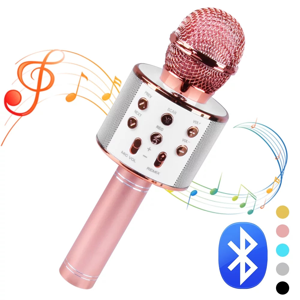 Wireless Bluetooth Karaoke Microphone for Kids Adult Singing, Portable Handheld Karaoke Machine Speaker with Record Function (Black)