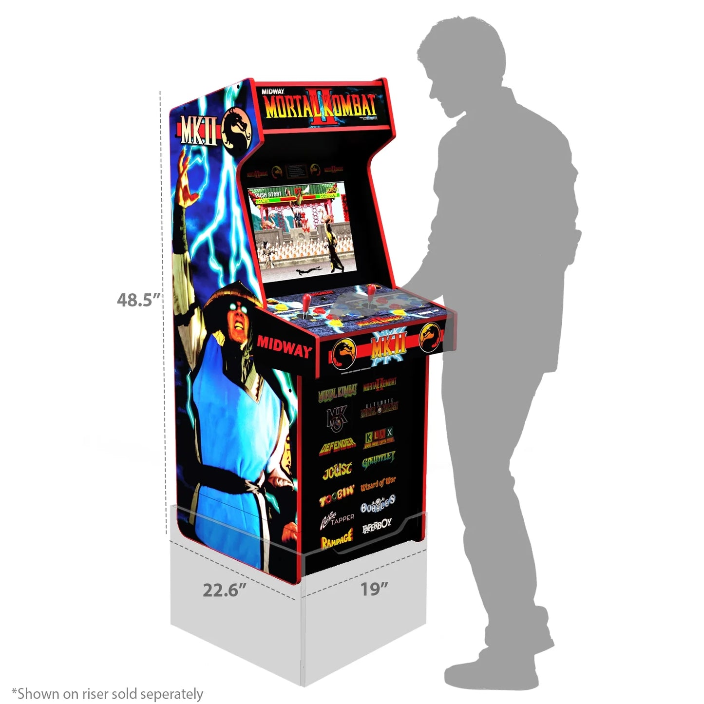 Mortal Kombat II Classic Arcade Game, Built for Your Home, 4-Foot-Tall Stand-Up Cabinet, 14 Classic Games, and 17-Inch Screen