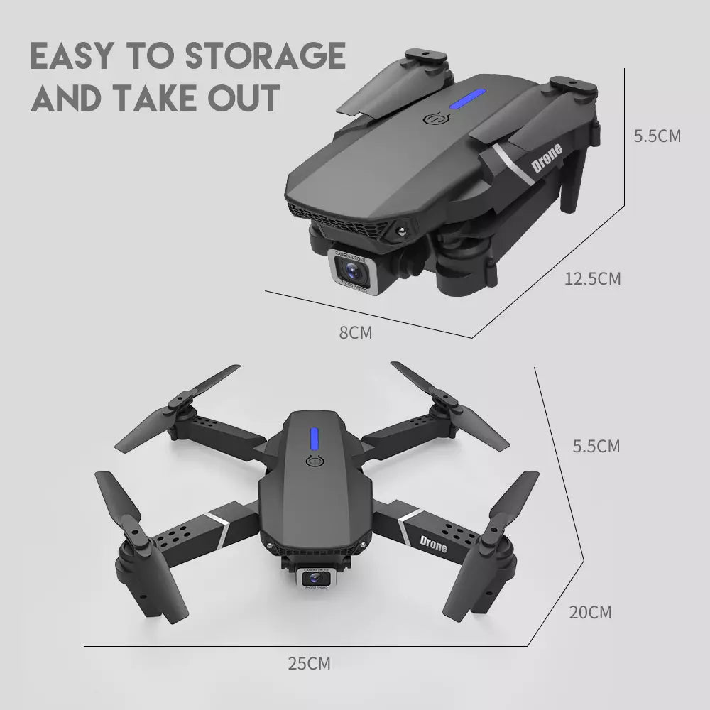 2024 Brand New RC Drone with 4K HD Dual Camera Wifi FPV Foldable Quadcopter + with Quad Battery + Storage Bag