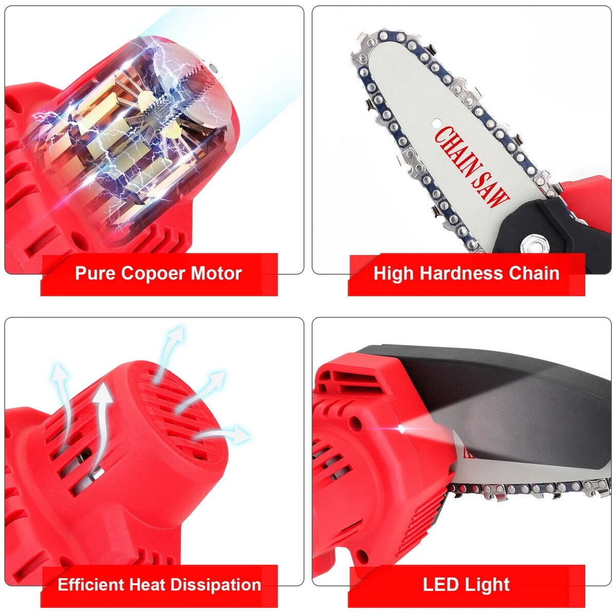 Mini Handheld Chainsaw Cordless Electric Chain Saw 24V 550W Battery Power