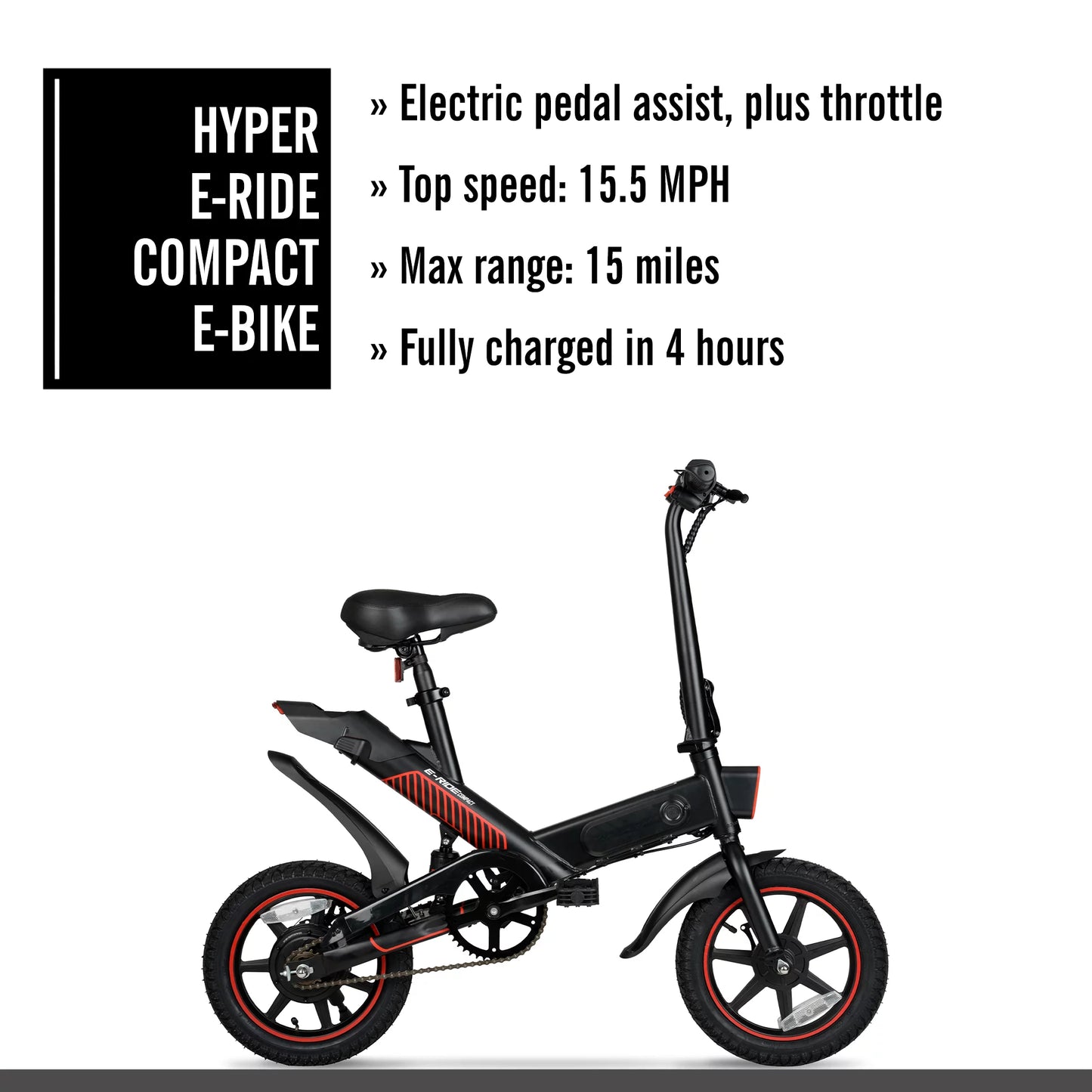 14" 36V Foldable Compact Electric Bike W/Throttle, 350W Motor, Recommended Ages 14 Years and Up