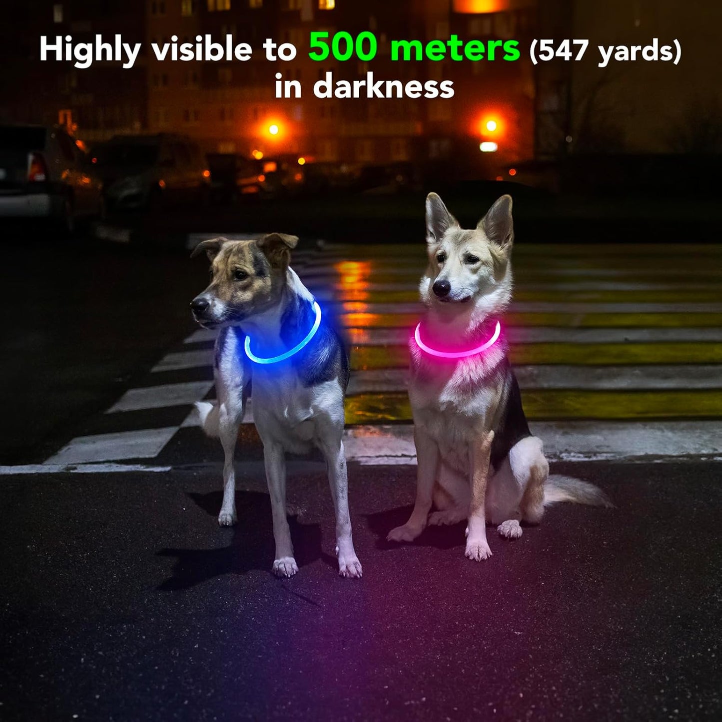 Glow in the Dark Pet Collar - Waterproof Dog Light up Dog Collar, TPU Cuttable Glow Led Dog Collar for Small Medium Large Dogs (Pink)