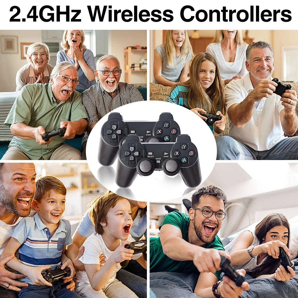 Portable 4K TV Video Retro Game Console 2.4G Wireless Controller Family Game Stick Built-In 20000+ Classic Games