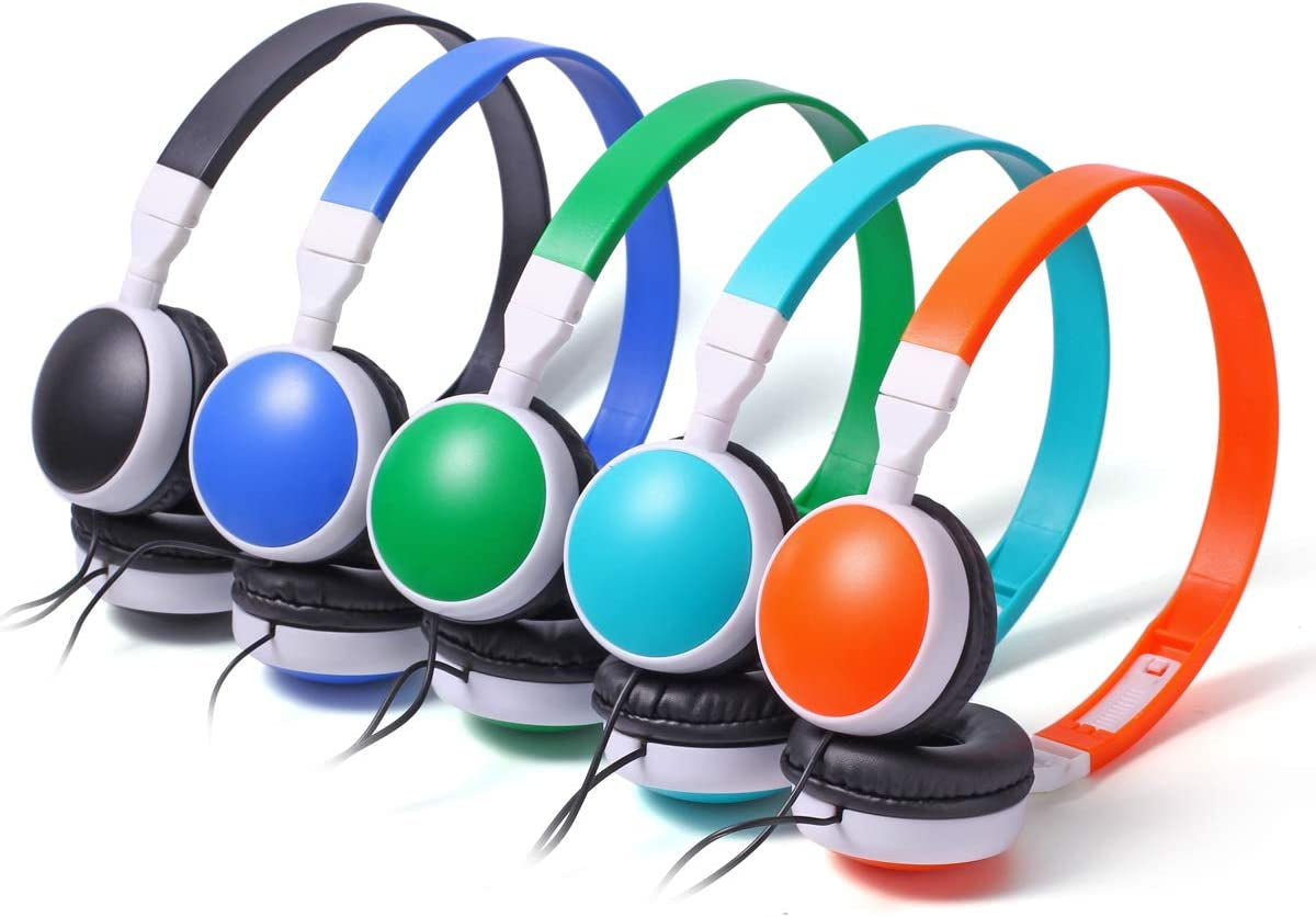 Bulk Headphones for Classroom 10 Pack Wholesale Students Headsets KW-N10 Mixed Color Durable Children Headphones Earbuds for Kids for School