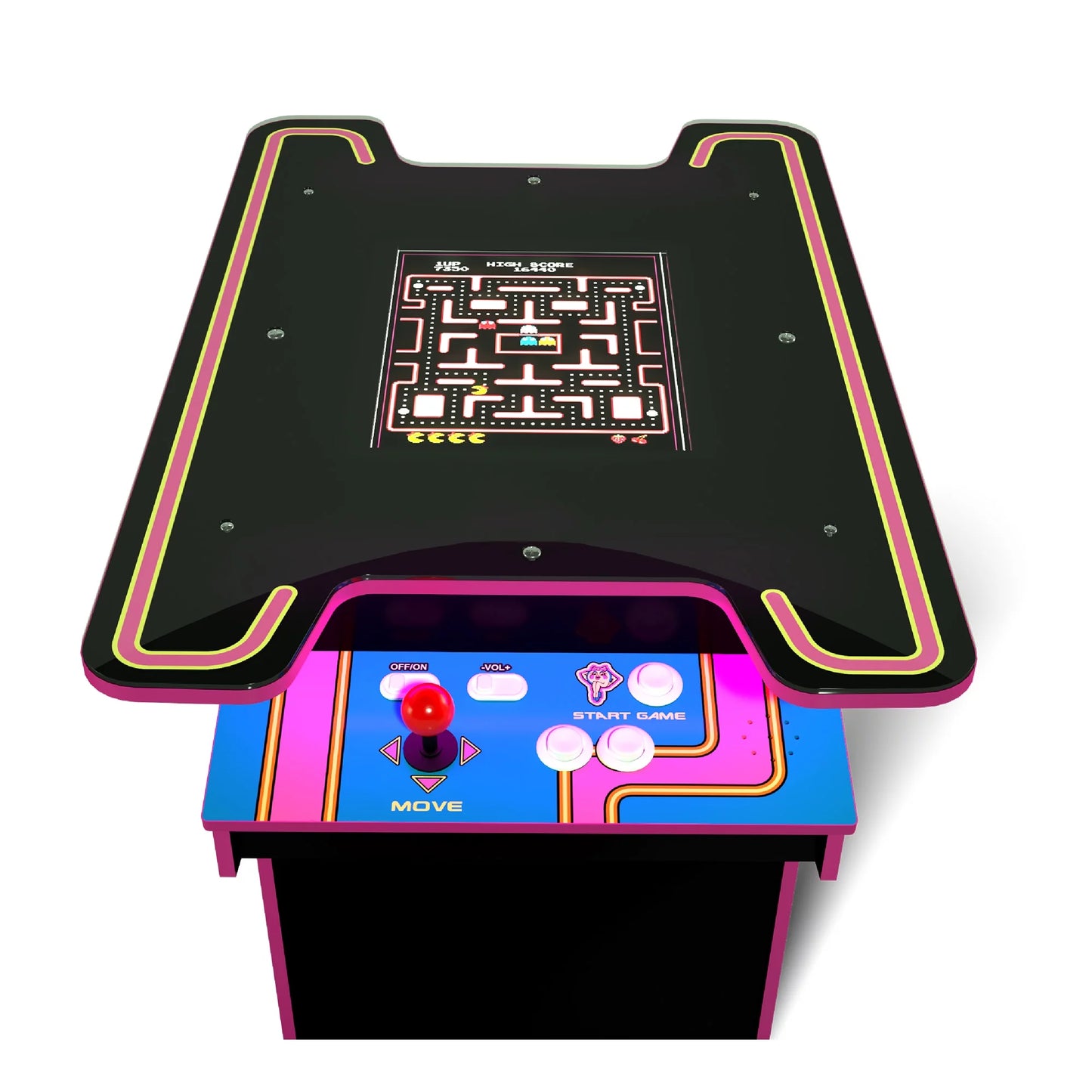 Ms. PAC-MAN Head-To-Head Arcade Table with 12 Games in 1, Black