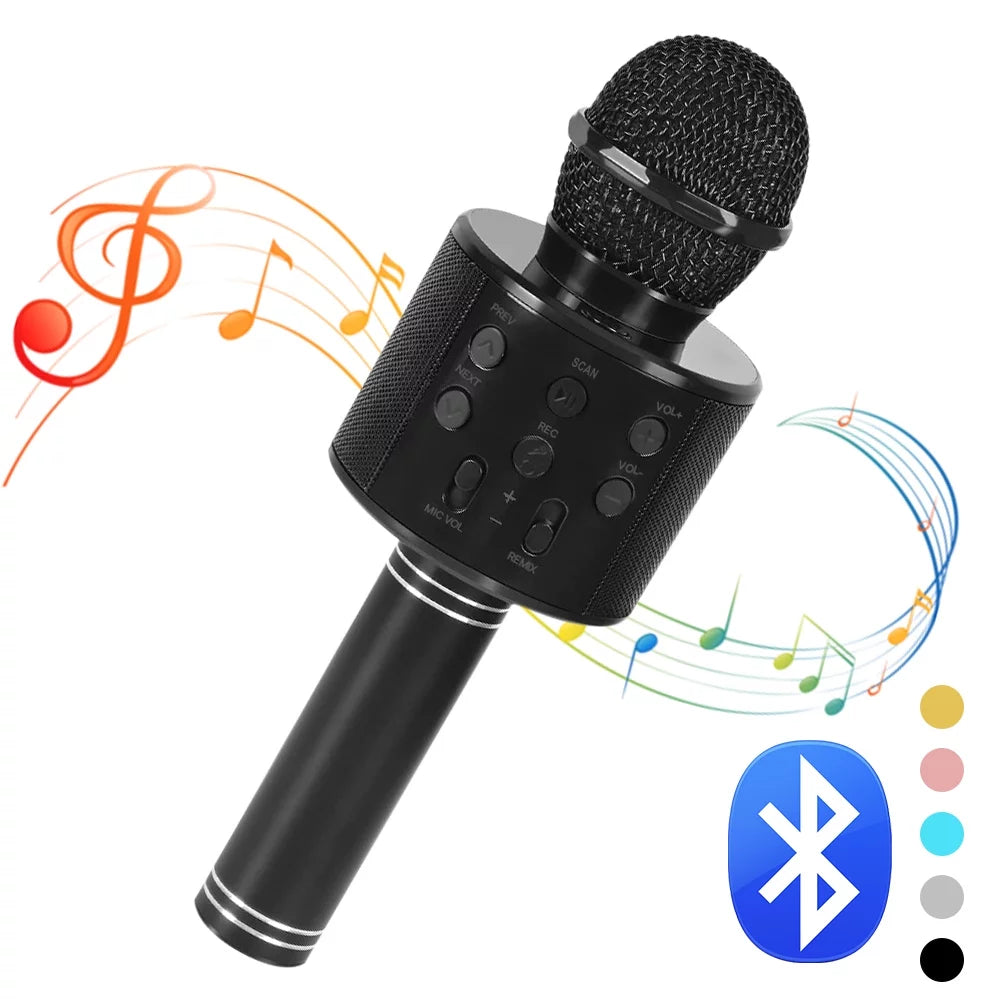 Wireless Bluetooth Karaoke Microphone for Kids Adult Singing, Portable Handheld Karaoke Machine Speaker with Record Function (Black)