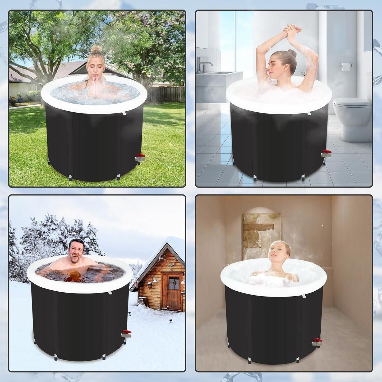 100 Gal Cold Plunge Tub Portable Ice Bath Tub for Athletes and Foldable Ice P...