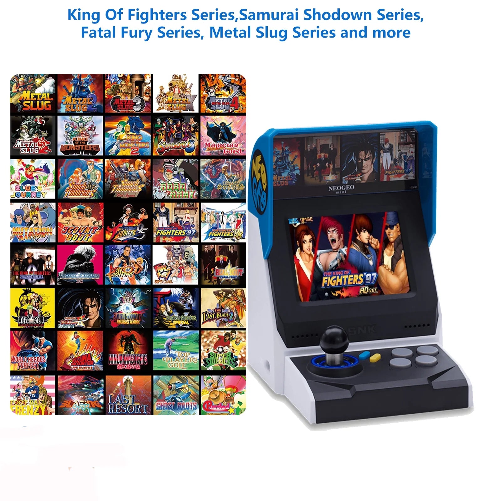 NEOGEO Mini Arcade International Version, 40 Pre-Loaded Neo Geo Classic Games: Kof/Metal Slug/Samurai Shodown Etc