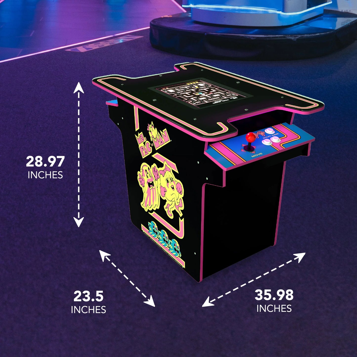 Ms. PAC-MAN Head-To-Head Arcade Table with 12 Games in 1, Black