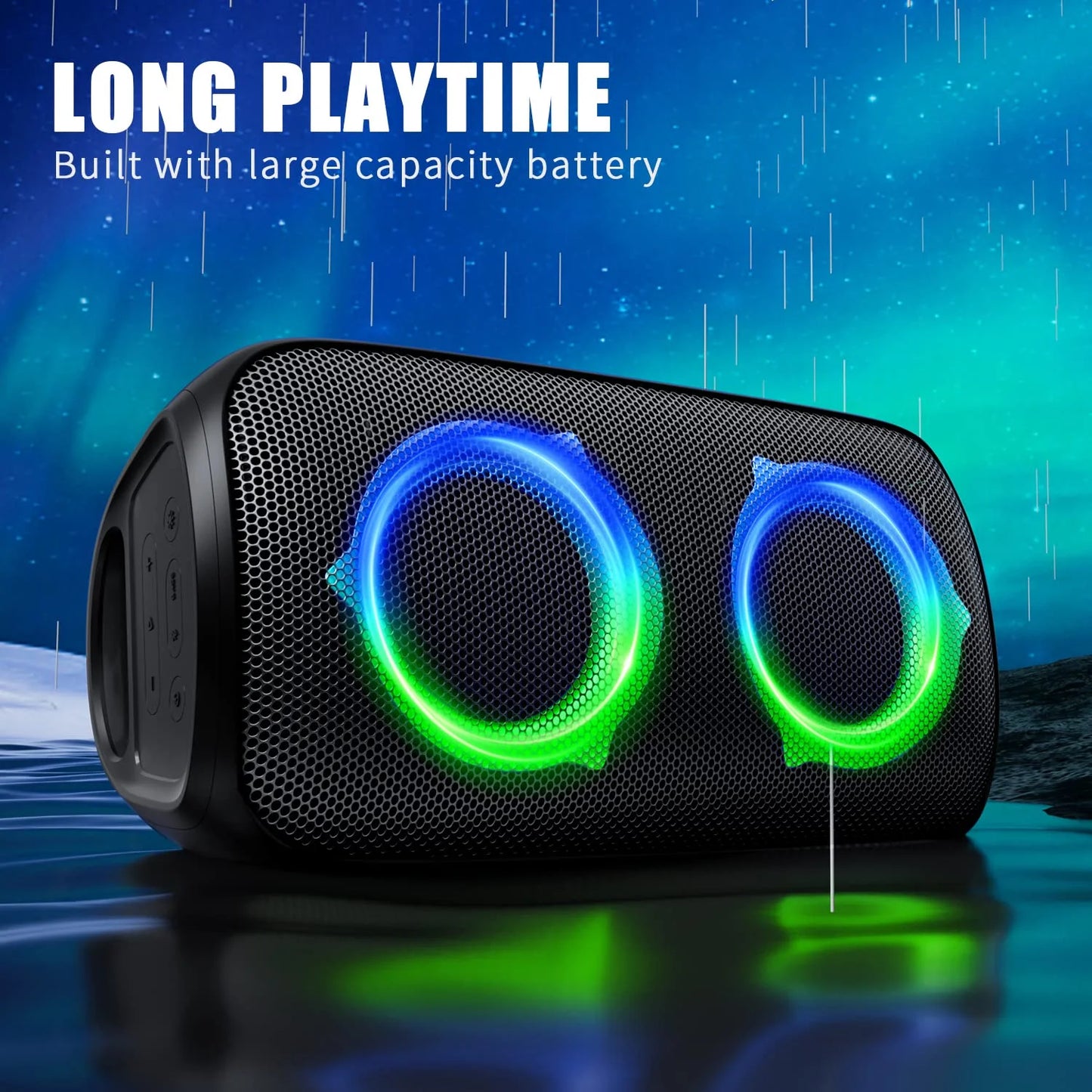 Bluetooth Speaker,  P6 Party Speaker with Wireless Microphone, 80W Super Punchy Bass, Loud Sound Wireless Speakers with Lights