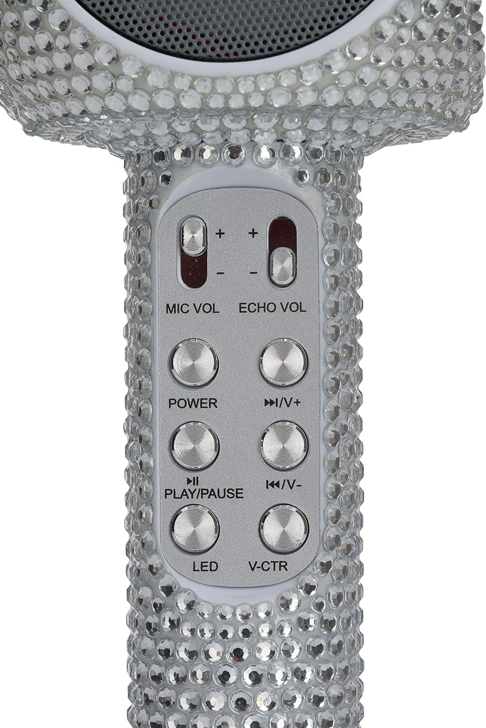 Sing-Along Bling Bluetooth Karaoke Microphone and Bluetooth Stereo Speaker All-In-One (Silver Bling)