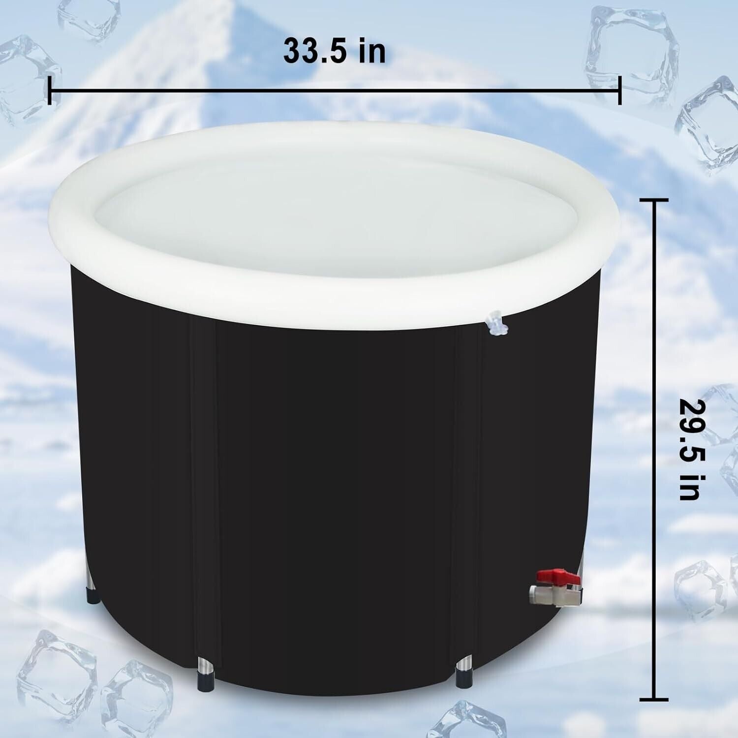 100 Gal Cold Plunge Tub Portable Ice Bath Tub for Athletes and Foldable Ice P...