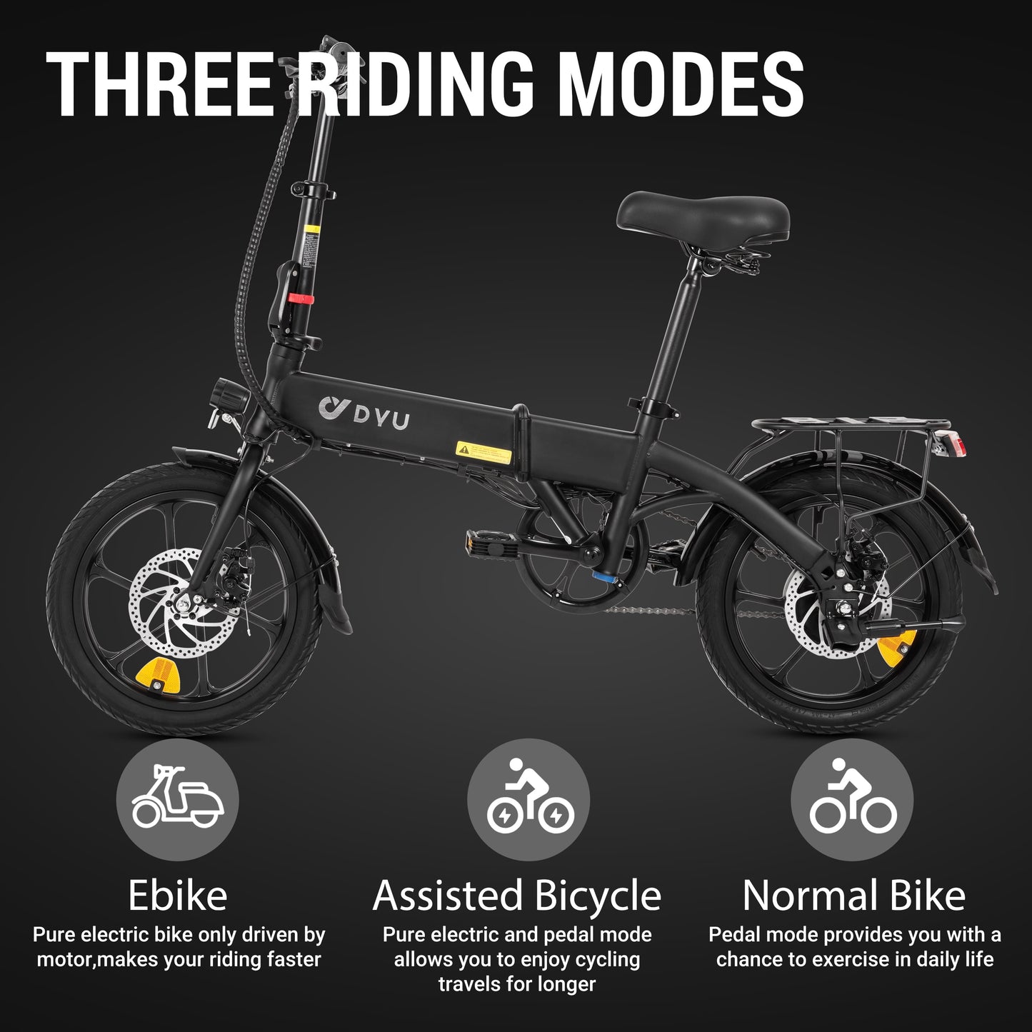 16" Commuter Electric Bike for Adults, 250W 36V 7.8AH Li-Ion Battery, Cruiser City Cargo E Bike