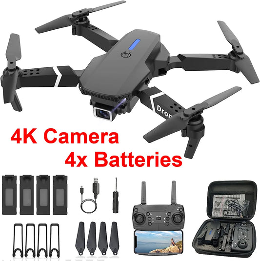 New RC Drone with 4K HD Camera Wifi FPV Foldable Quadcopter + 4 Rechargeable Batteries