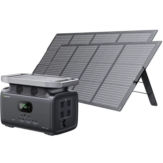 INFINITY 1300 Portable Power Station with 400W Solar Panel, 1382Wh Capacity Lifepo4 Solar Generator, 1800W AC Output for Outdoor Camping, RV, Home Backup, Emergency, Off-Grid