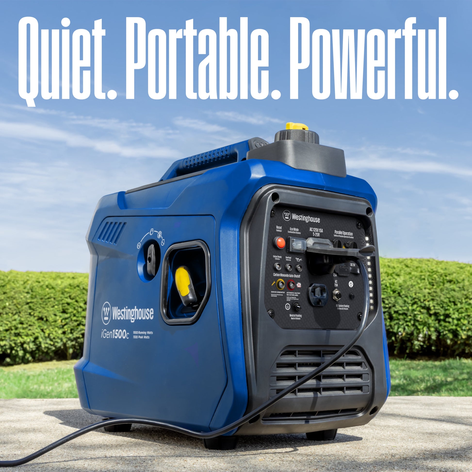 1500 Peak Watt Portable Gas Inverter Generator with CO Sensor